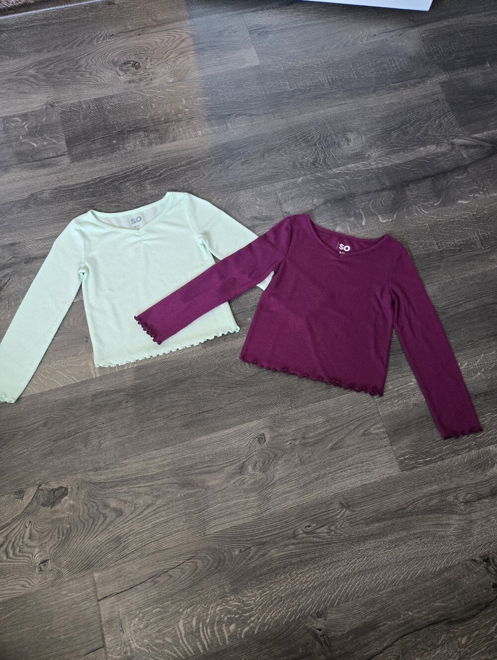 SO waffle Knit Long Sleeve Shirts